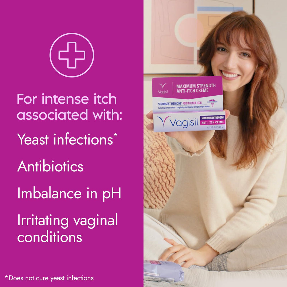 Vagisil cream texture on fingertip showing soothing, non‑greasy finish