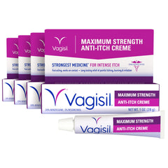Vagisil front packaging 4 pack showing compact relief tubes and benefit