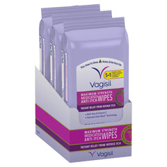 Vagisil front packaging showing medicated wipes for fast relief