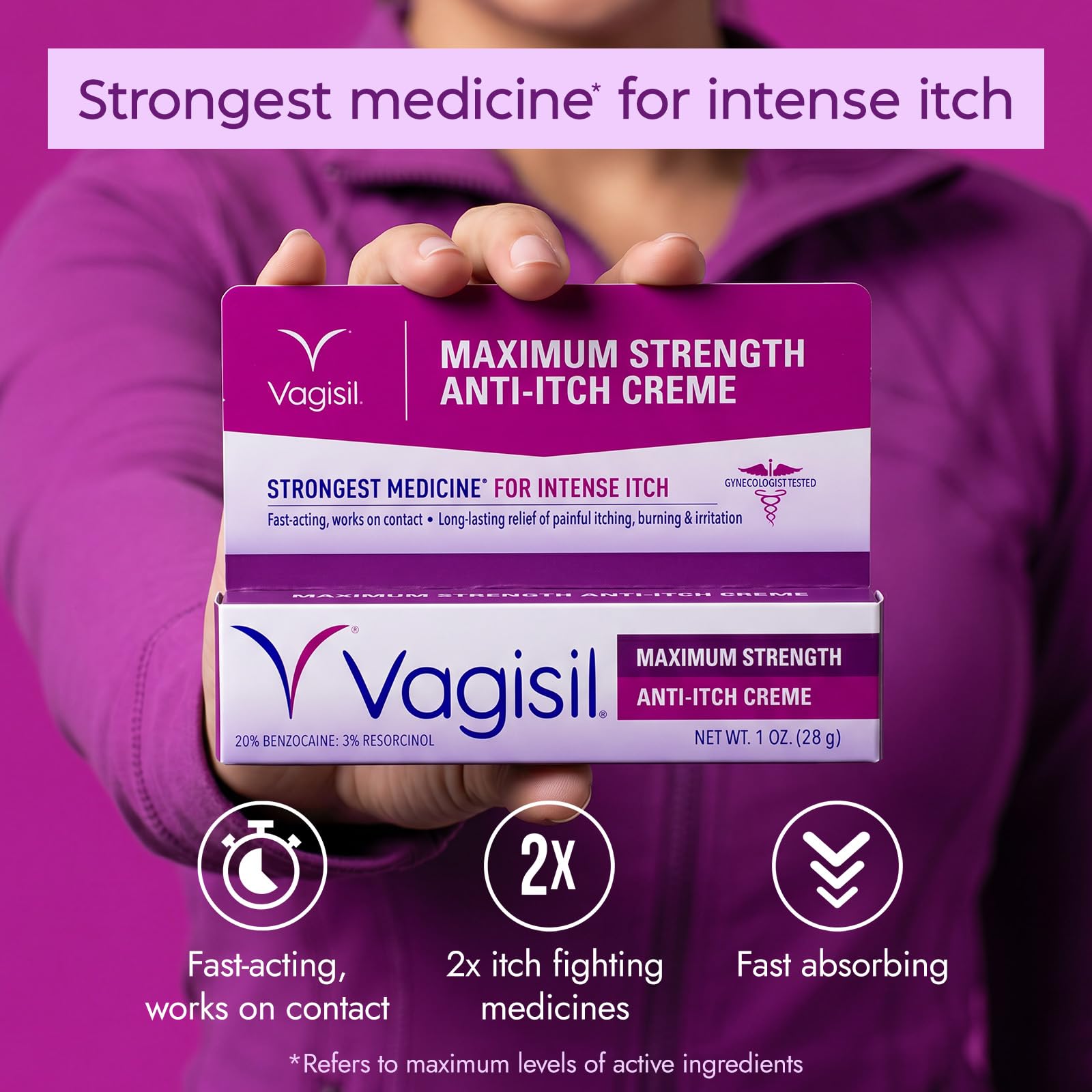 Vagisil tube nozzle closeup highlighting easy targeted application