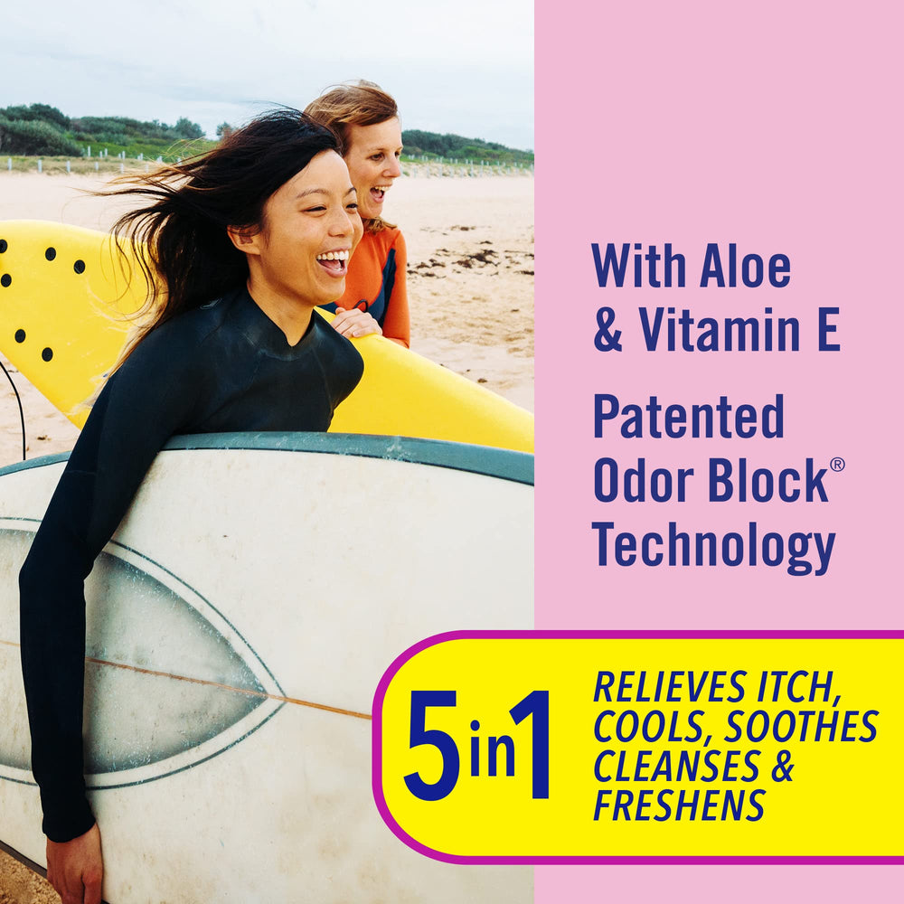 Vagisil wipe in use for discreet on-the-go itch relief benefit