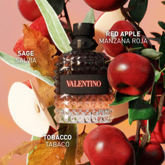 Valentino close-up of glass bottle highlighting design and premium feel benefit