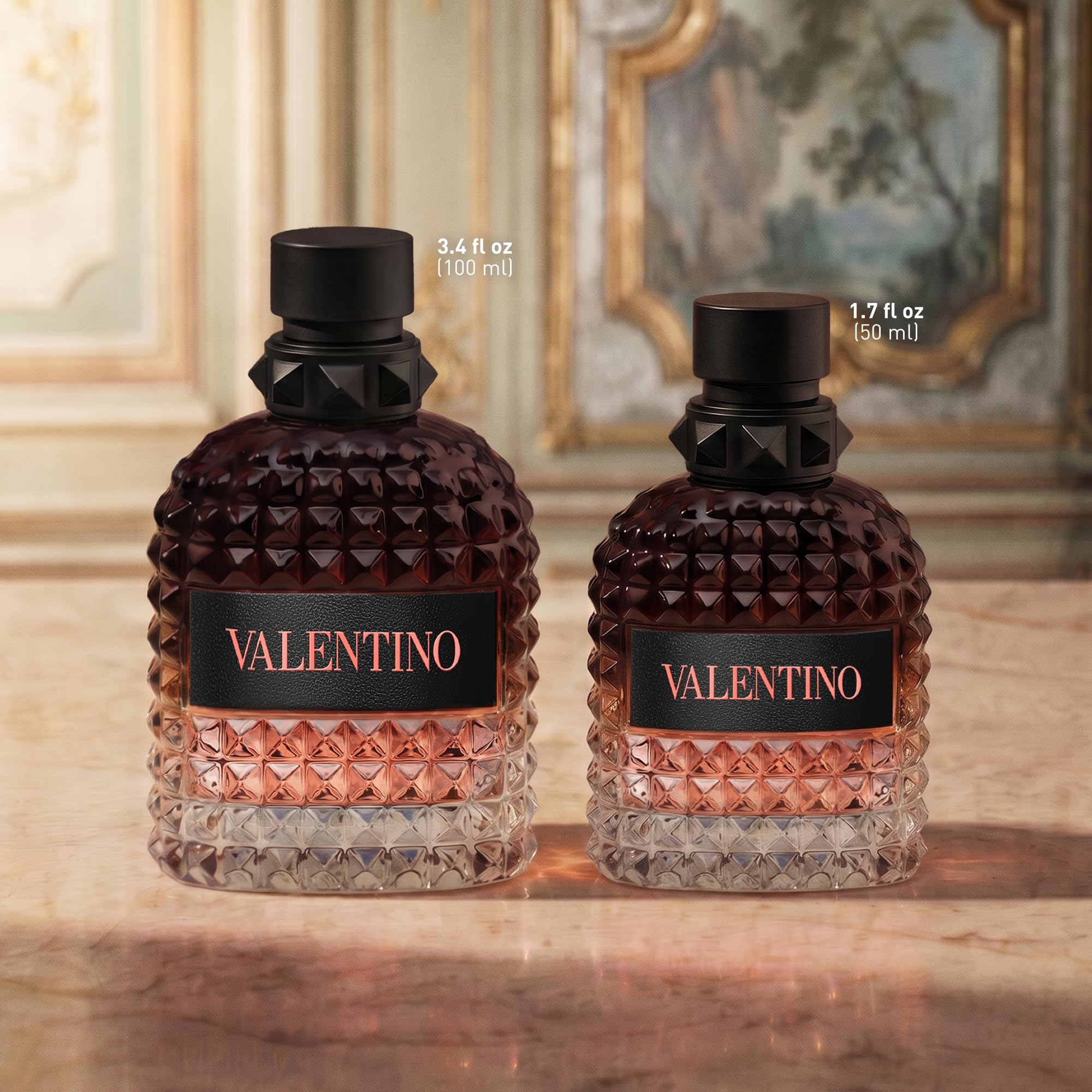 Valentino side label close-up showing product information and genuine assurance