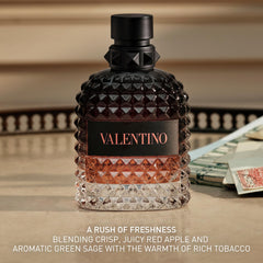 Valentino bottle being sprayed from hand showing easy application benefit