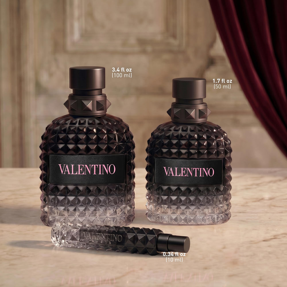 Valentino bottle on wood surface emphasizing sophisticated styling and display benefit