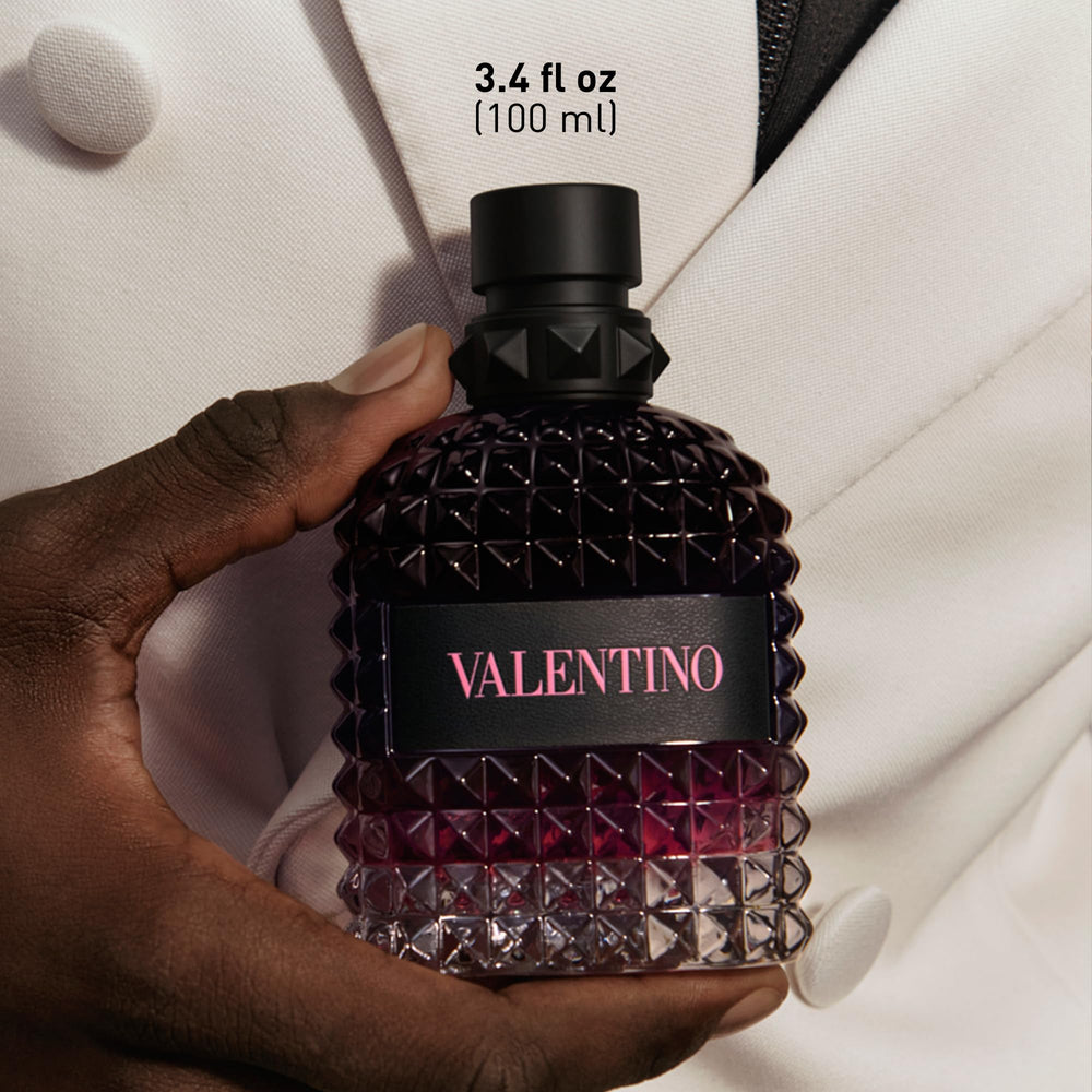 Valentino cap and neck detail emphasizing quality finish benefit