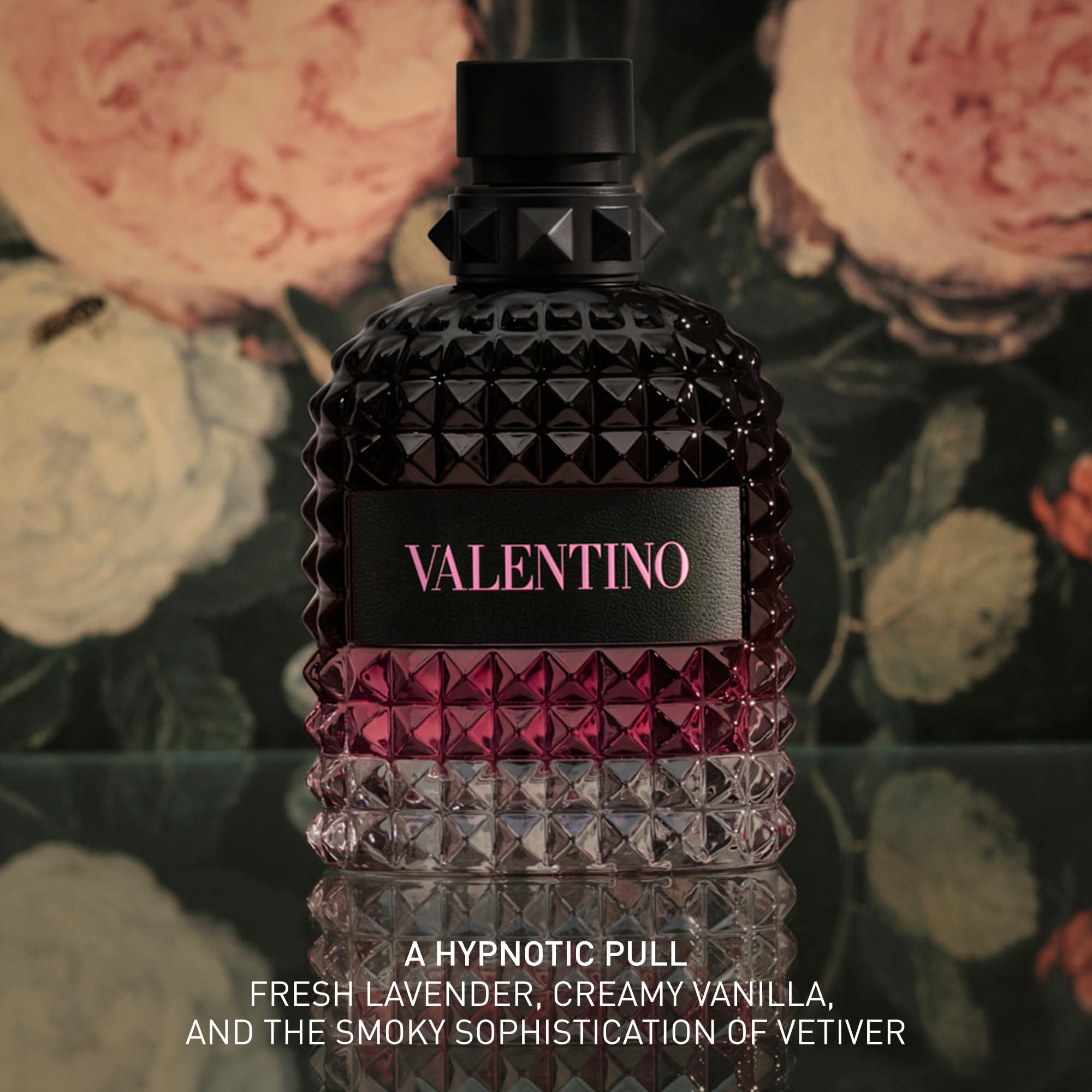Valentino spray atomizer mid-pour illustrating smooth application benefit