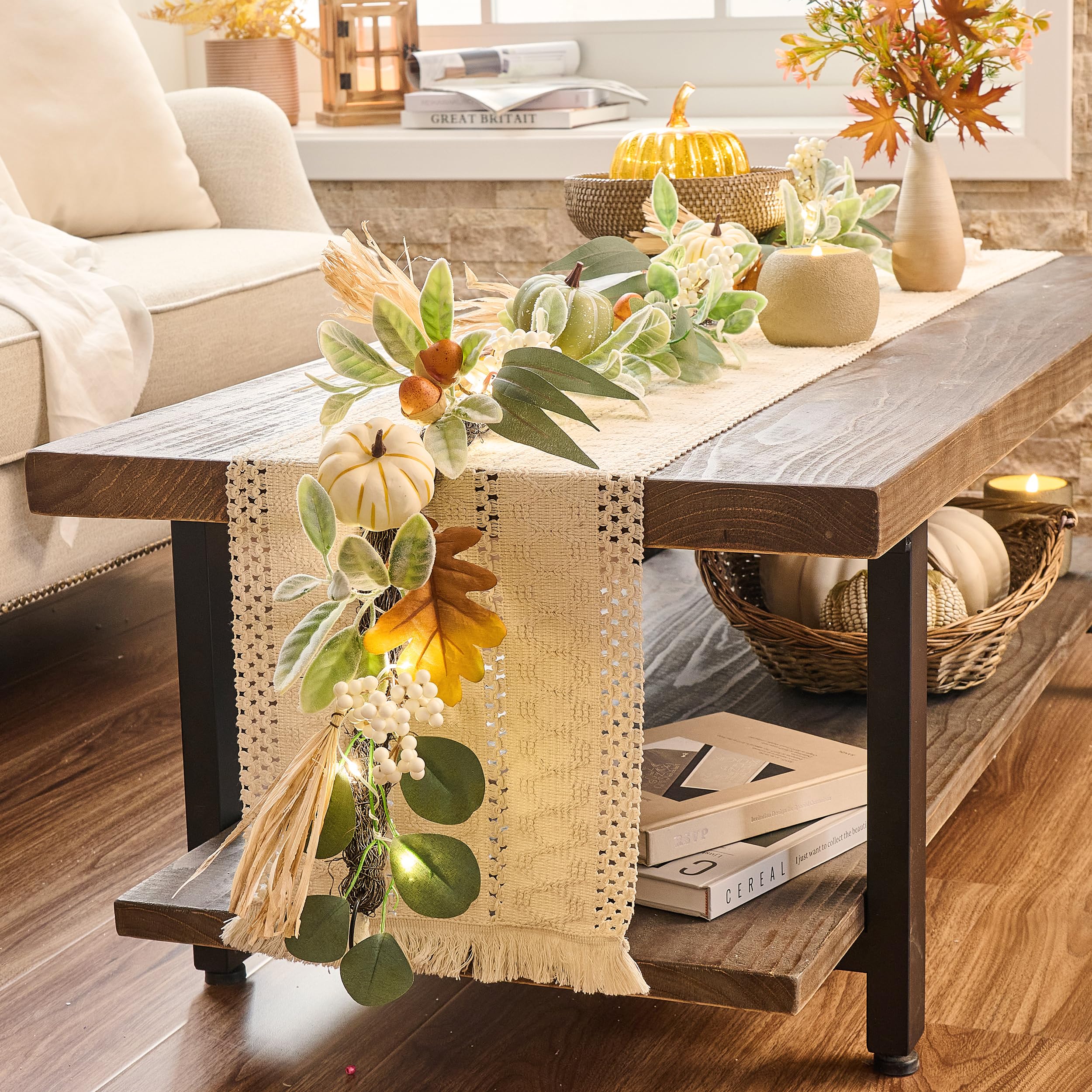 Valery Madelyn warm LED lights detail creating cozy evening ambiance on garland