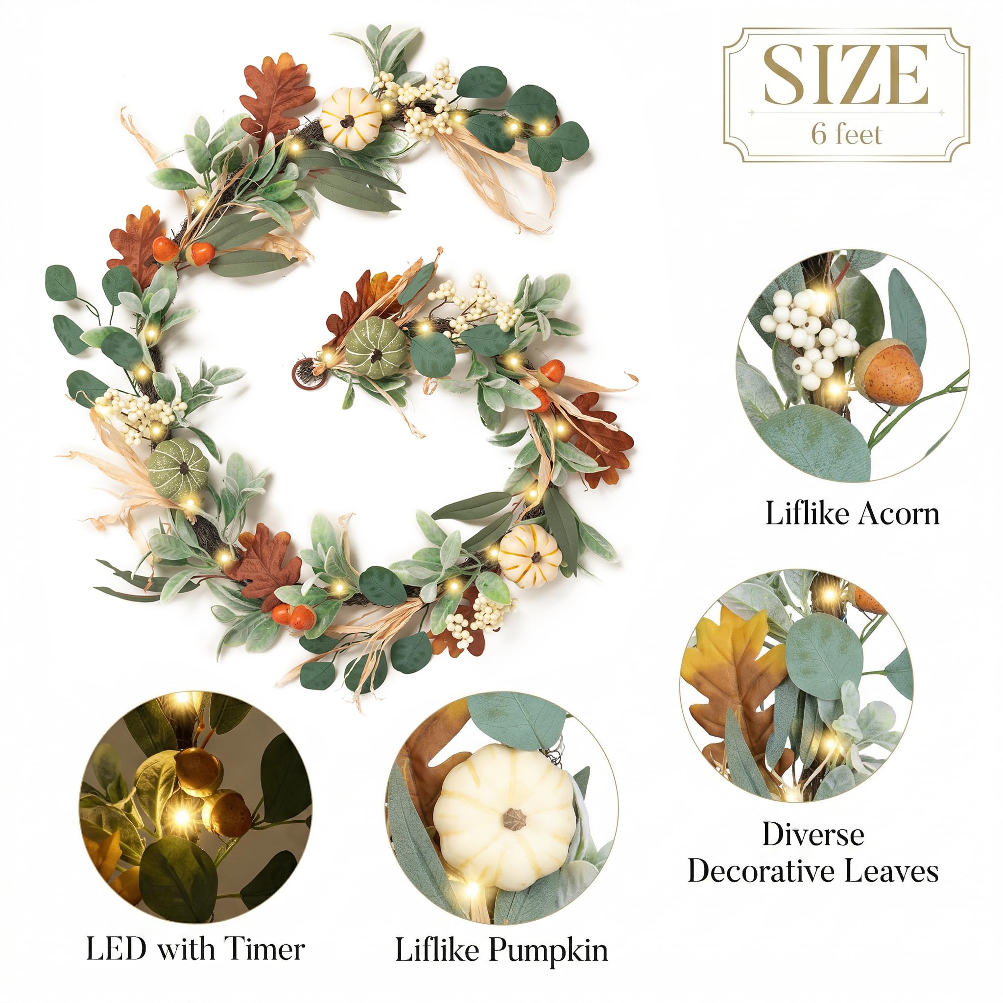 Valery Madelyn garland styled across a fireplace mantle adding harvest charm