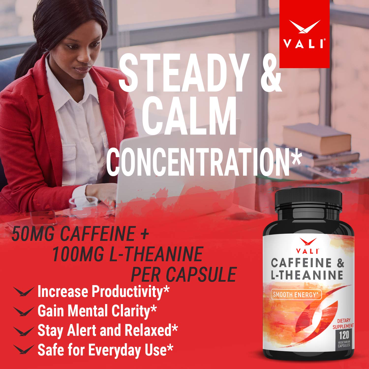 VALI capsules spilled on table illustrating convenient, mess-free capsule format