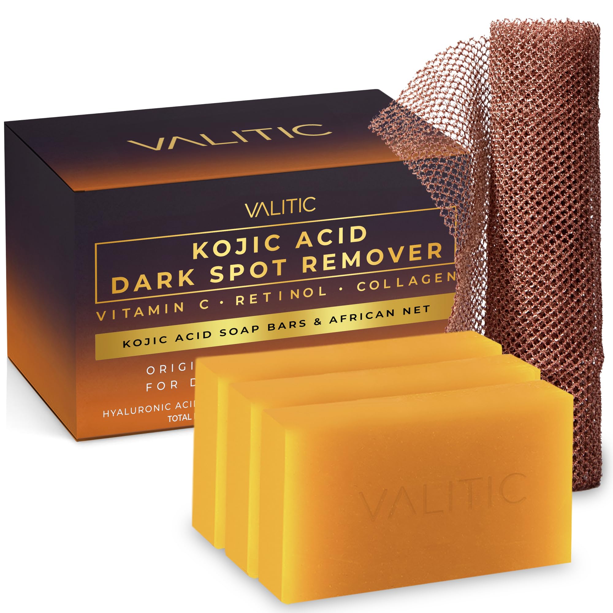 VALITIC front packaging showing three soap bars and African net for complete kit