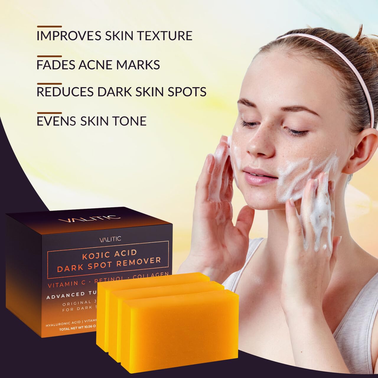 VALITIC soap beside ruler showing bar size for travel and daily use