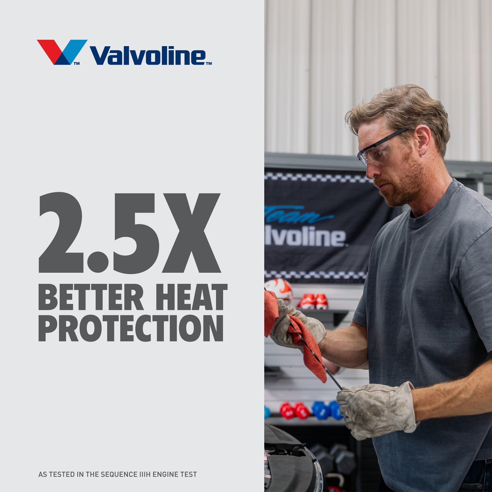 Valvoline bottle in a garage setting showing everyday use and reliability