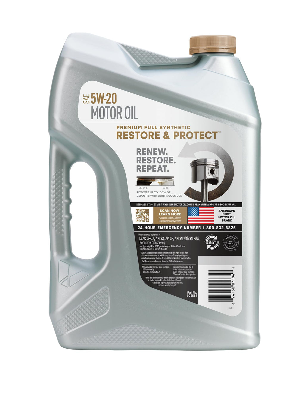 Close-up of Valvoline label highlighting Active Clean Technology for cleaner pistons
