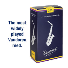 Vandoren close-up of reed tip profile highlighting thin tip for clear sound