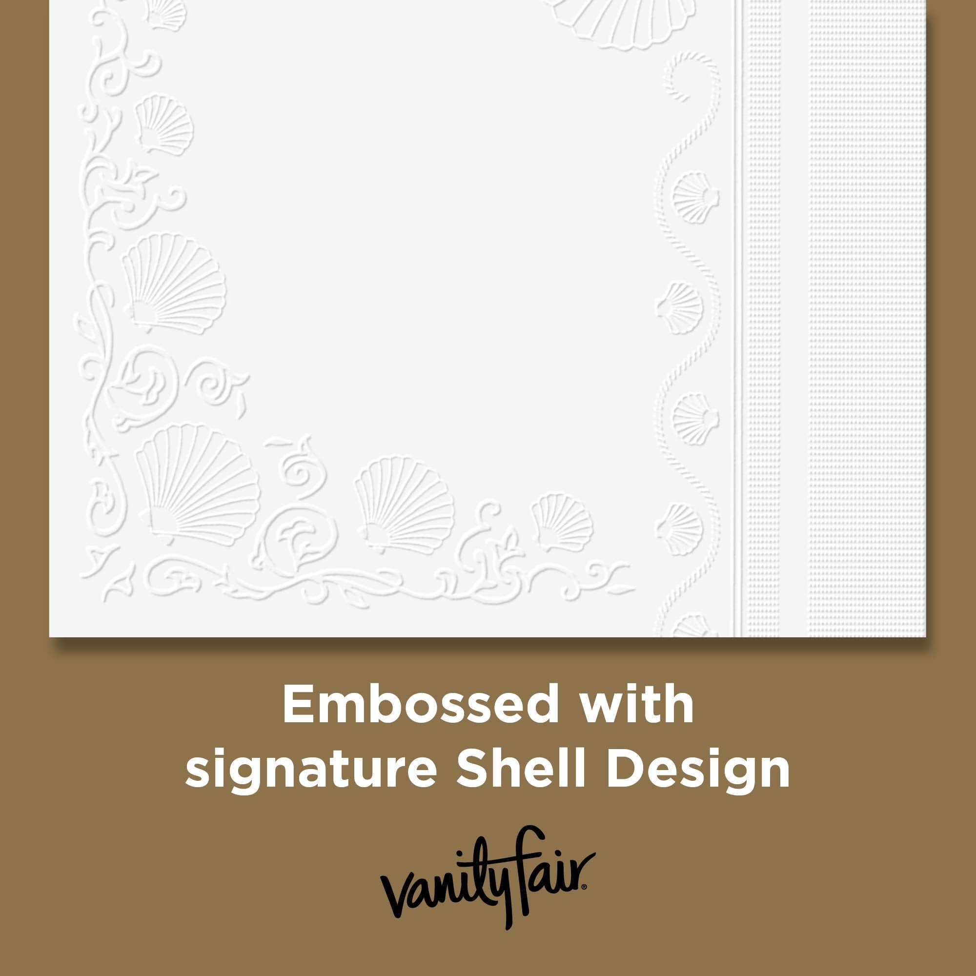 Vanity Fair embossed shell pattern close detail showing decorative texture for elegant tables
