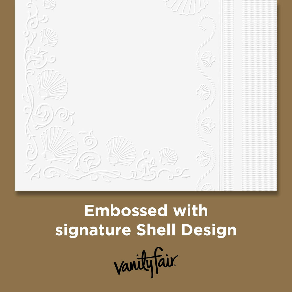 Vanity Fair embossed shell pattern close detail showing decorative texture for elegant tables