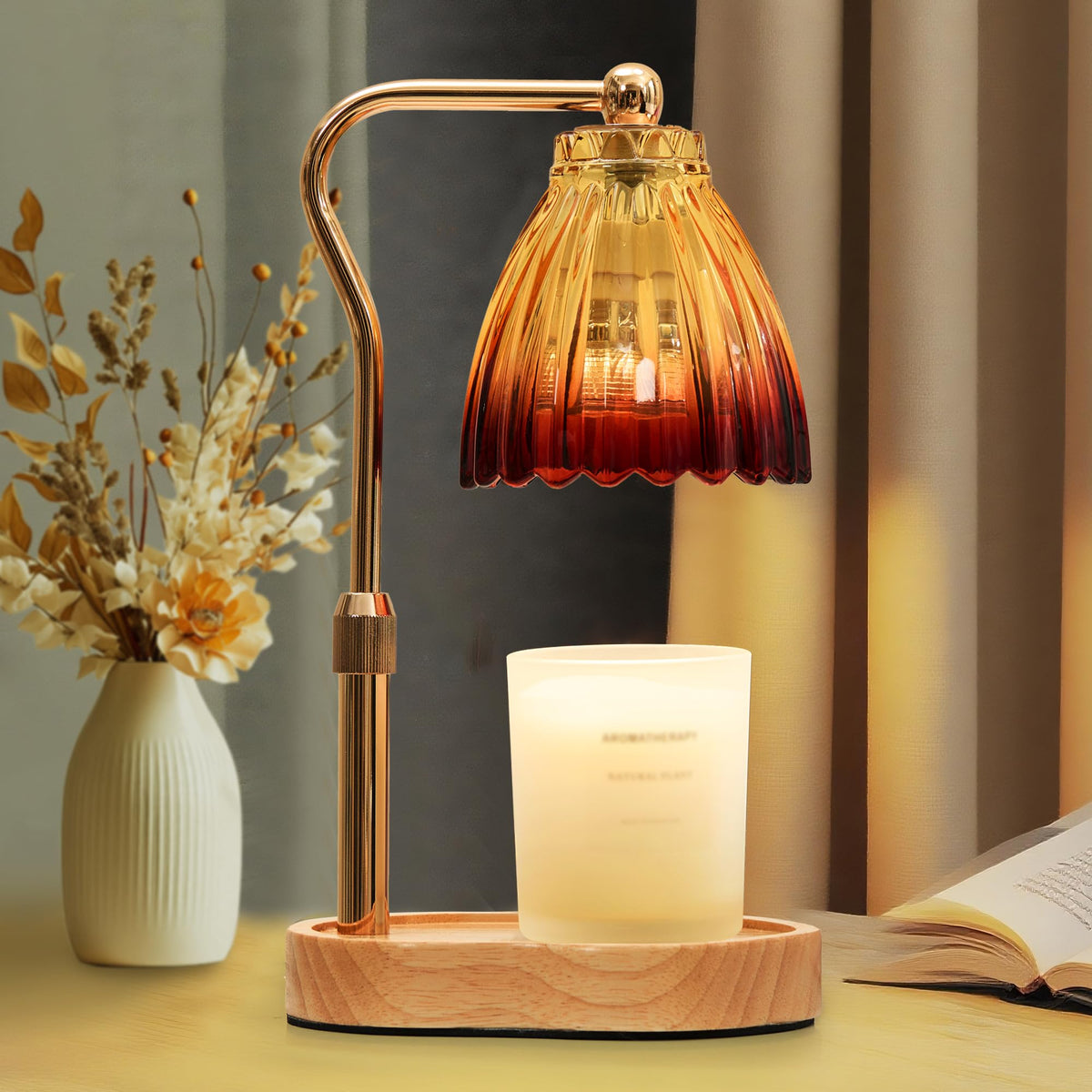 vankada front view gold candle warmer showing elegant design and safe flameless heating
