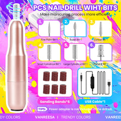 VANREESA electric nail drill with bits for precise shaping and removal