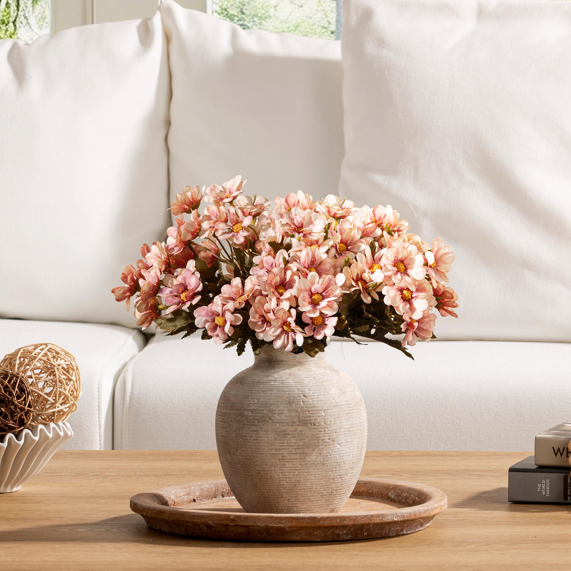 Vanselia placed on living room mantel adding cozy farmhouse warmth