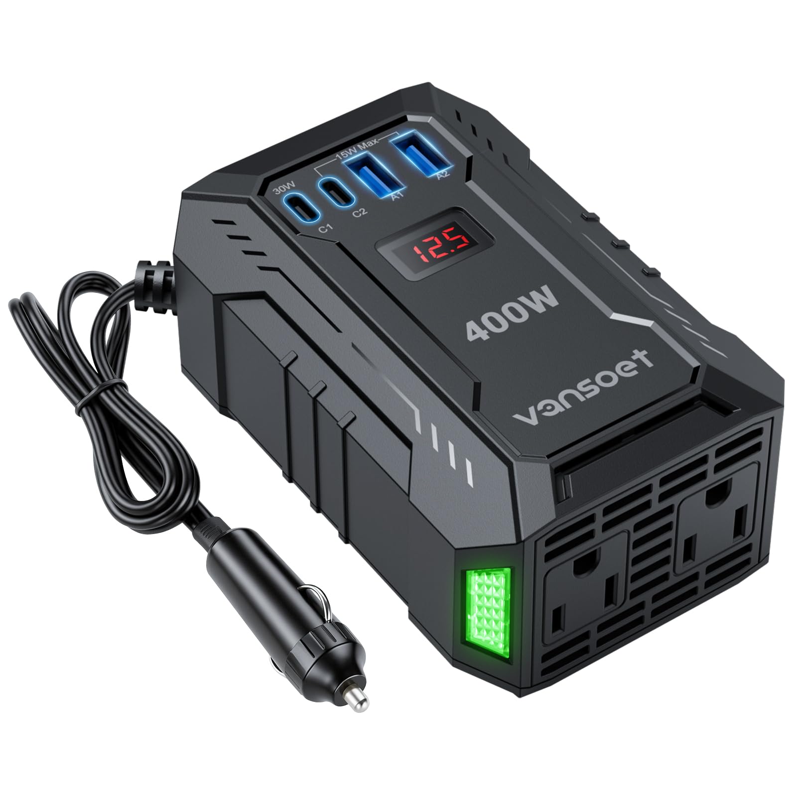 vansoet front panel with AC outlets showing easy access and reliable performance