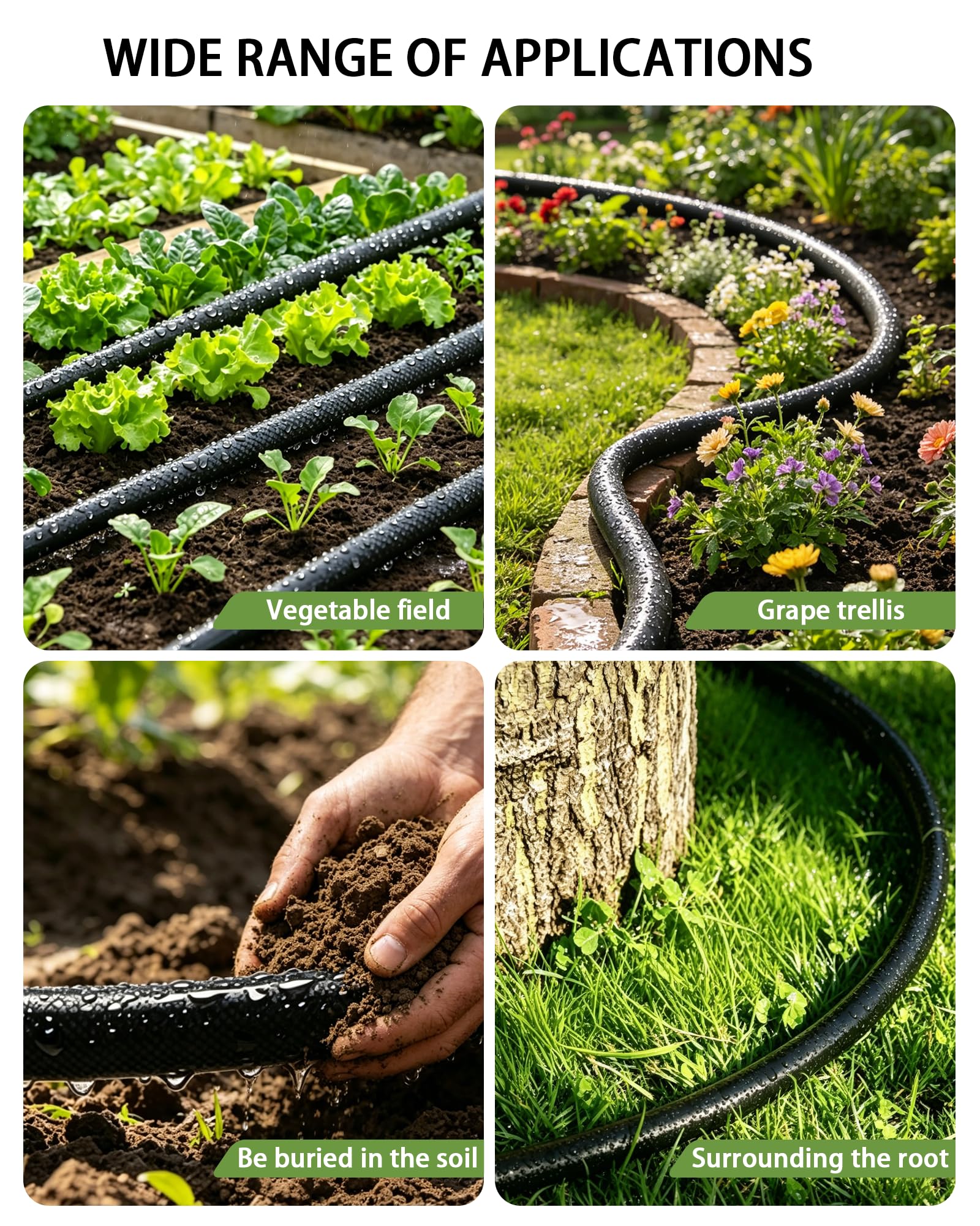Vantigreen gardener using hose in yard for efficient watering routine