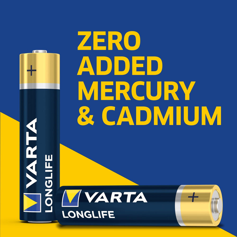 VARTA AA battery beside coin for scale showing compact standard size