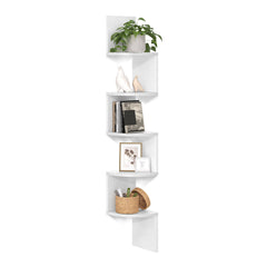 VASAGLE front view of corner shelf showing clean right-angled fit and modern look