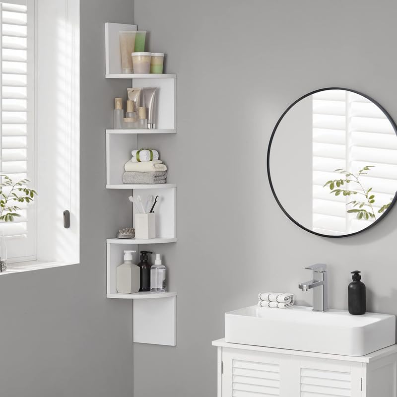 VASAGLE shelf used in bathroom holding toiletries to free counter space