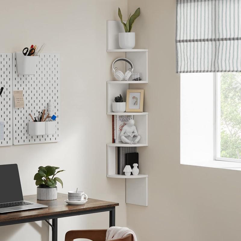 VASAGLE shelf mounted in living room displaying books and plants for organized styling