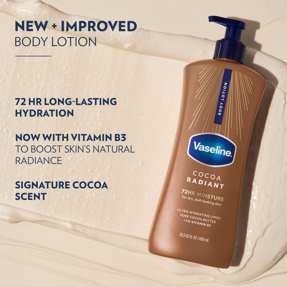 Vaseline cocoa butter ingredient visual highlighting nourishment benefit