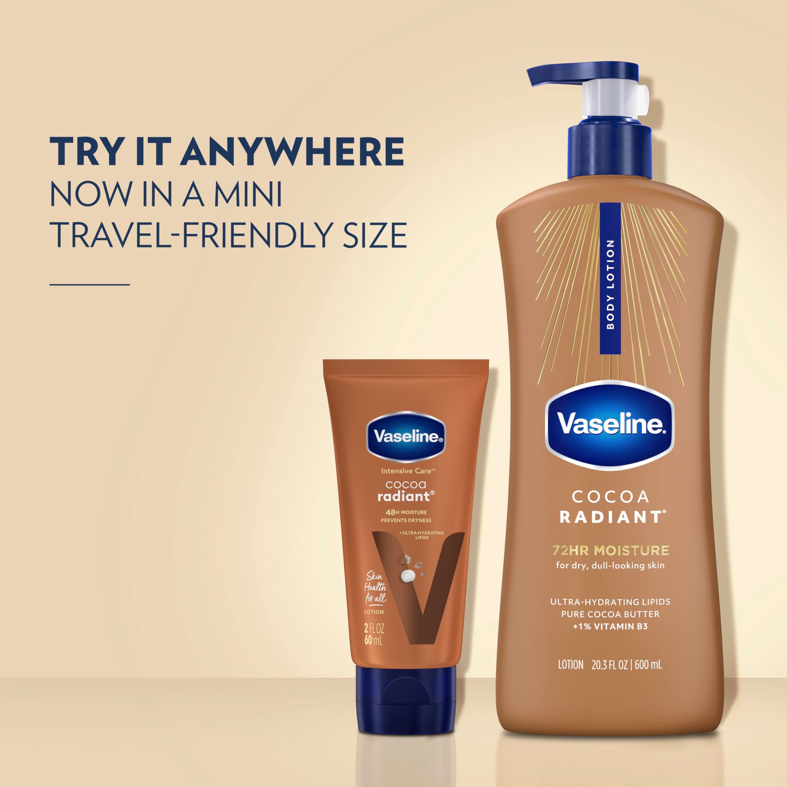 Vaseline size comparison beside common objects showing true scale benefit