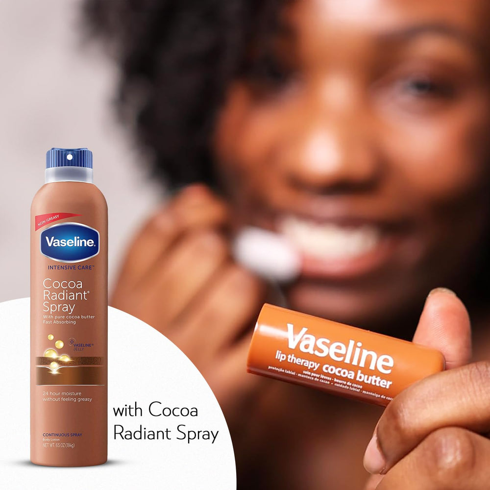 Vaseline spray nozzle closeup demonstrating fine mist for even, fast-absorbing coverage
