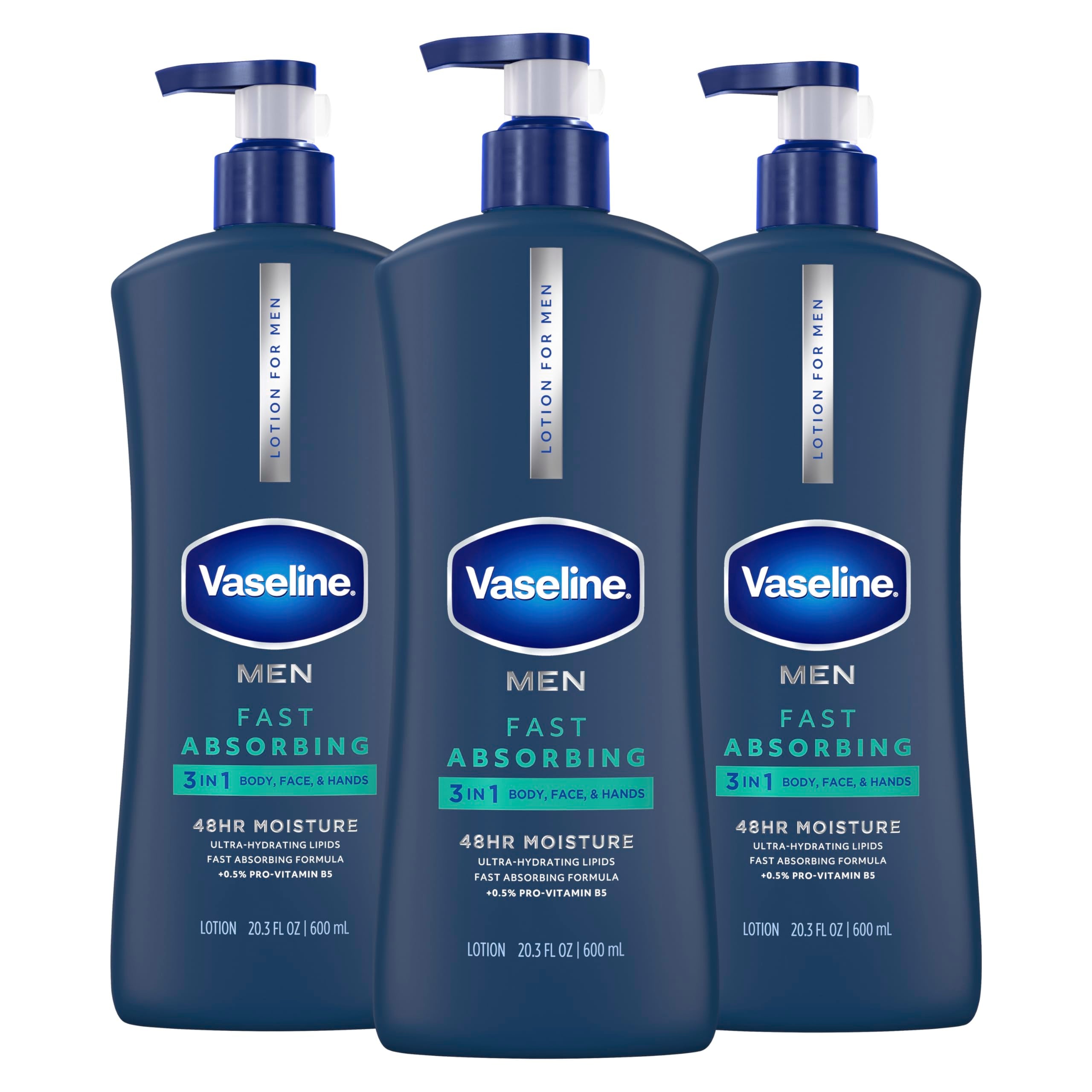 Vaseline front packaging 3ct showing product and size benefit quick hydration