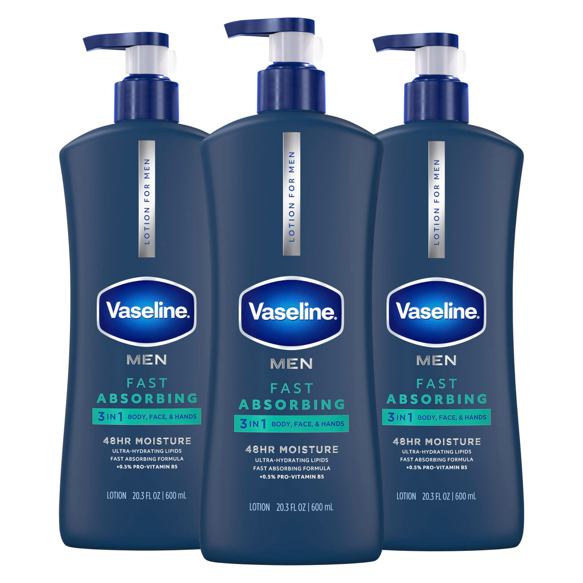 Vaseline front packaging 3ct showing product and size benefit quick hydration