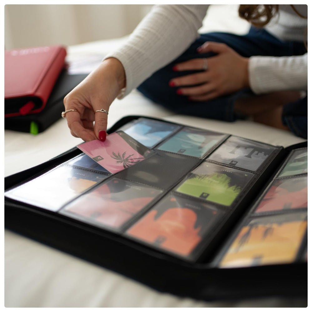 Vault X binder placed inside a backpack to show portable size and travel convenience