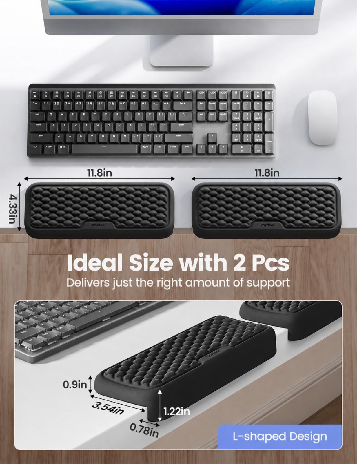 Vaydeer elbow pads in a modern workspace showing ergonomic comfort and neat aesthetics benefit