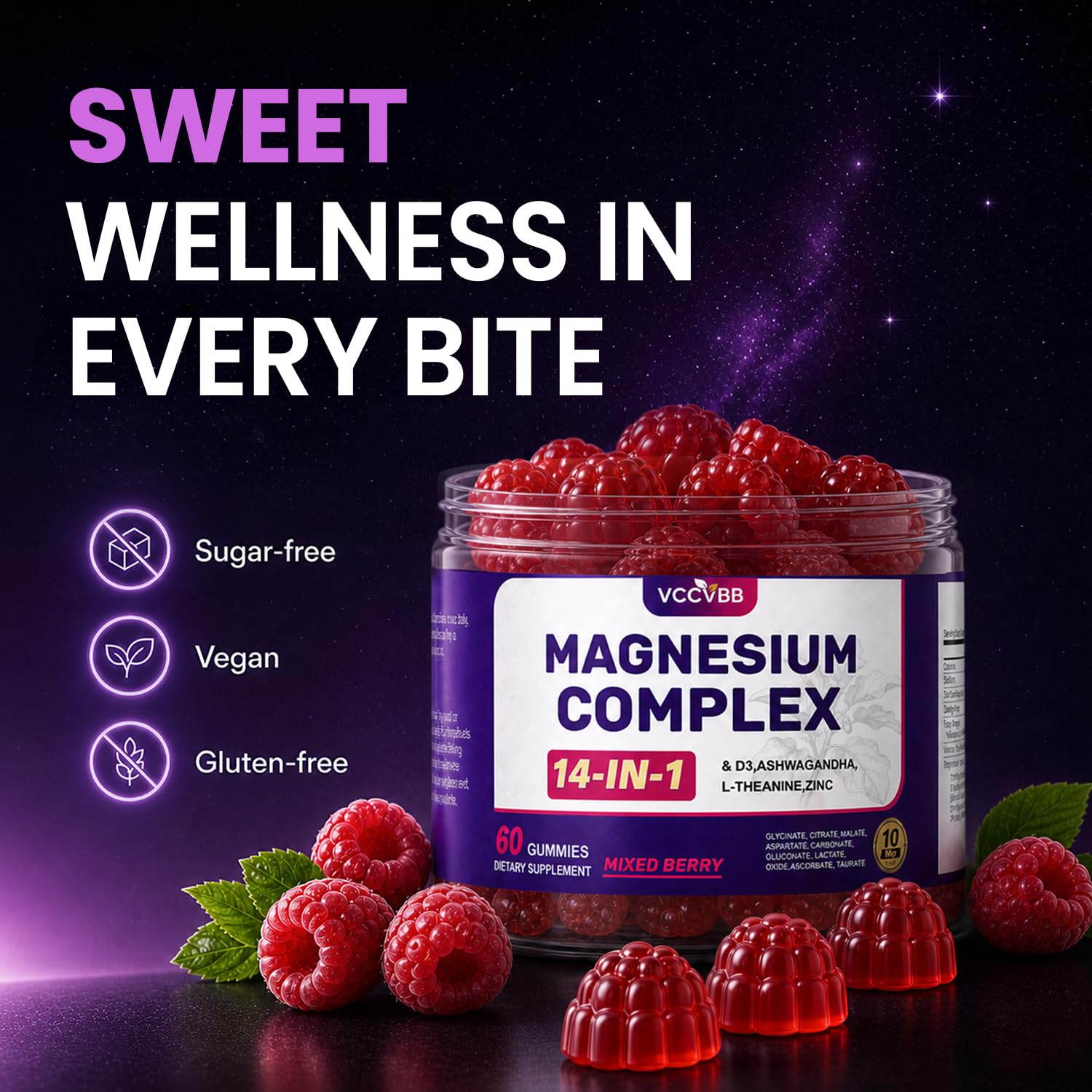 VCCVBB close-up gummy texture highlighting soft chewability and flavor