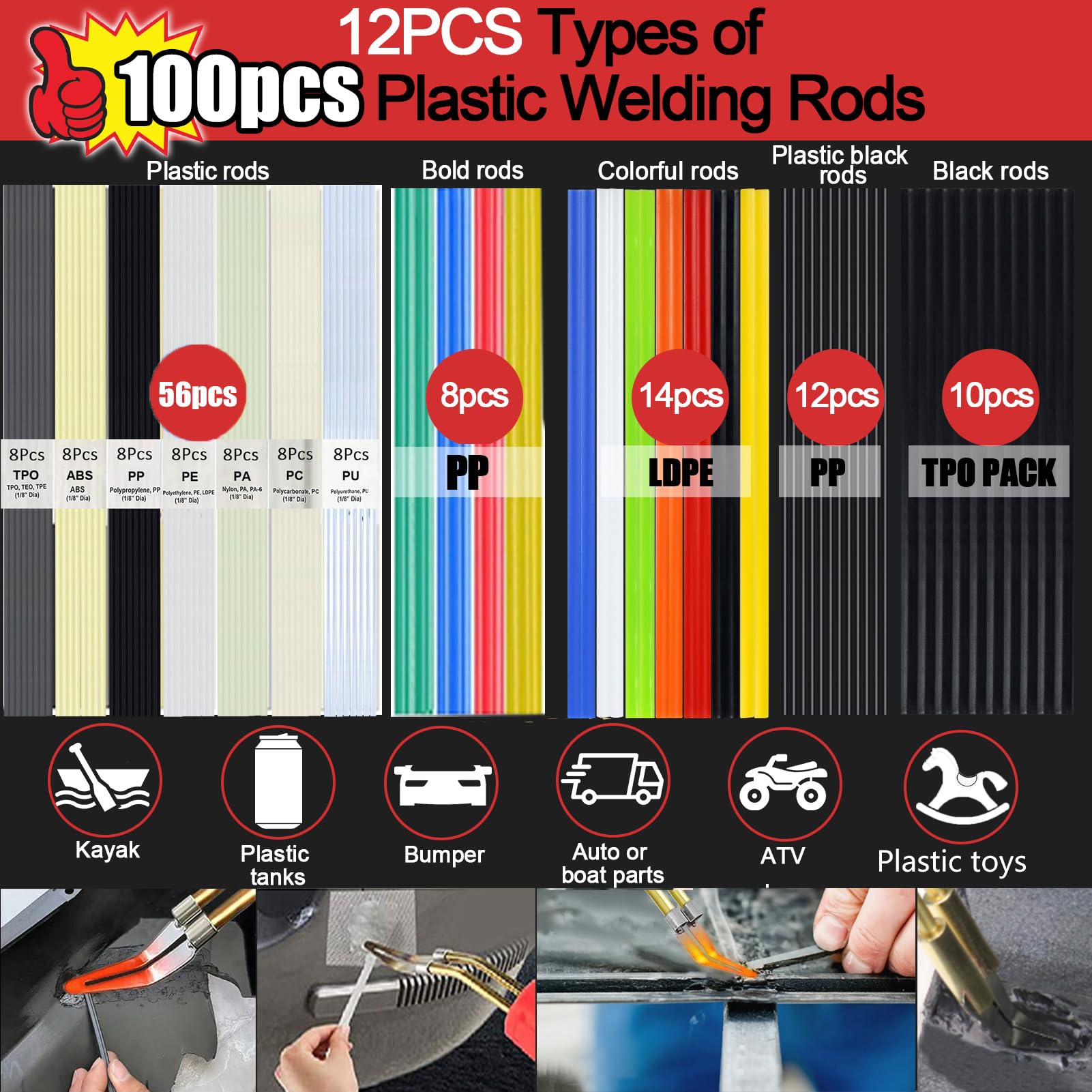VCTSELITY assorted hot staples laid out to show variety and reinforcement options