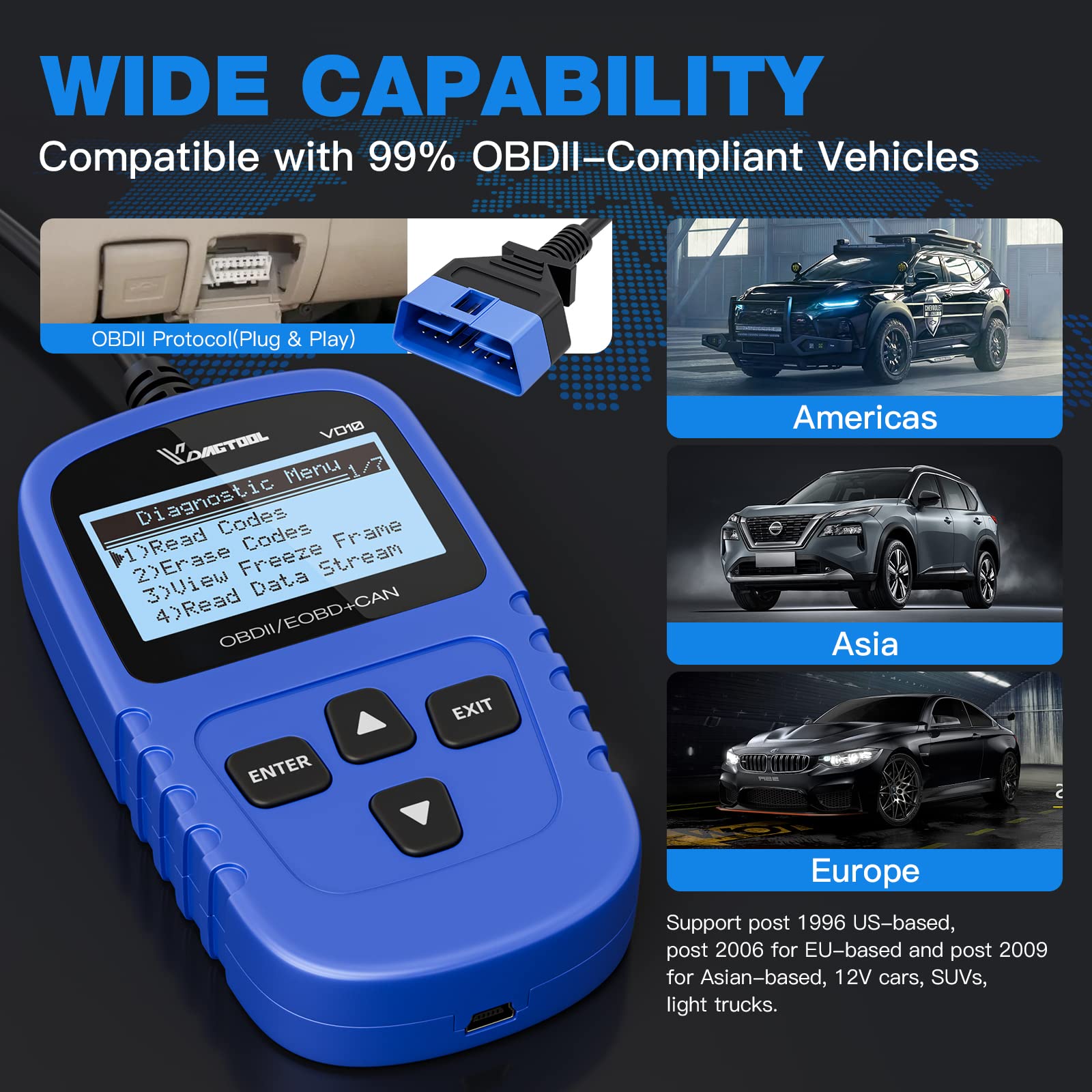 VDIAGTOOL VD10 displaying live engine data for real-time troubleshooting benefit