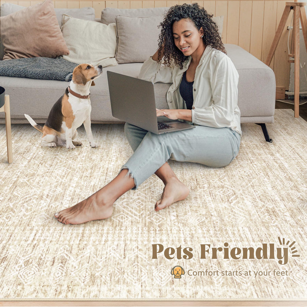 VECARF rug by door showing thin 0.32 inch profile preventing door interference