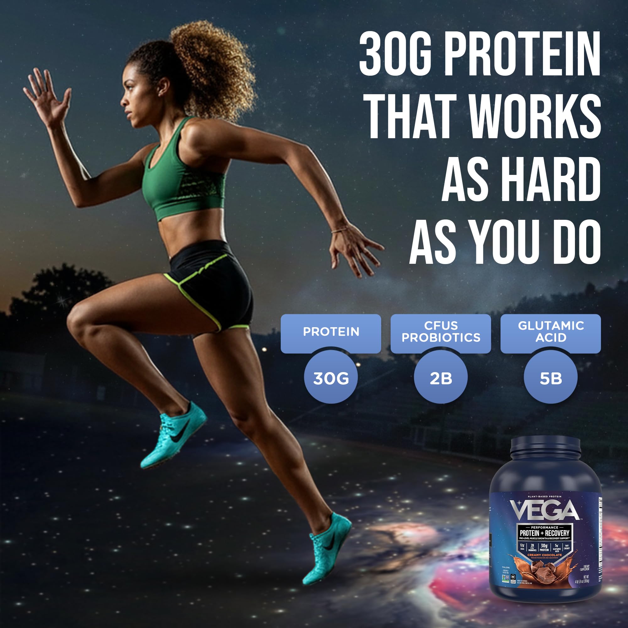 Vega tub beside oat milk suggesting dairy-free mixing option