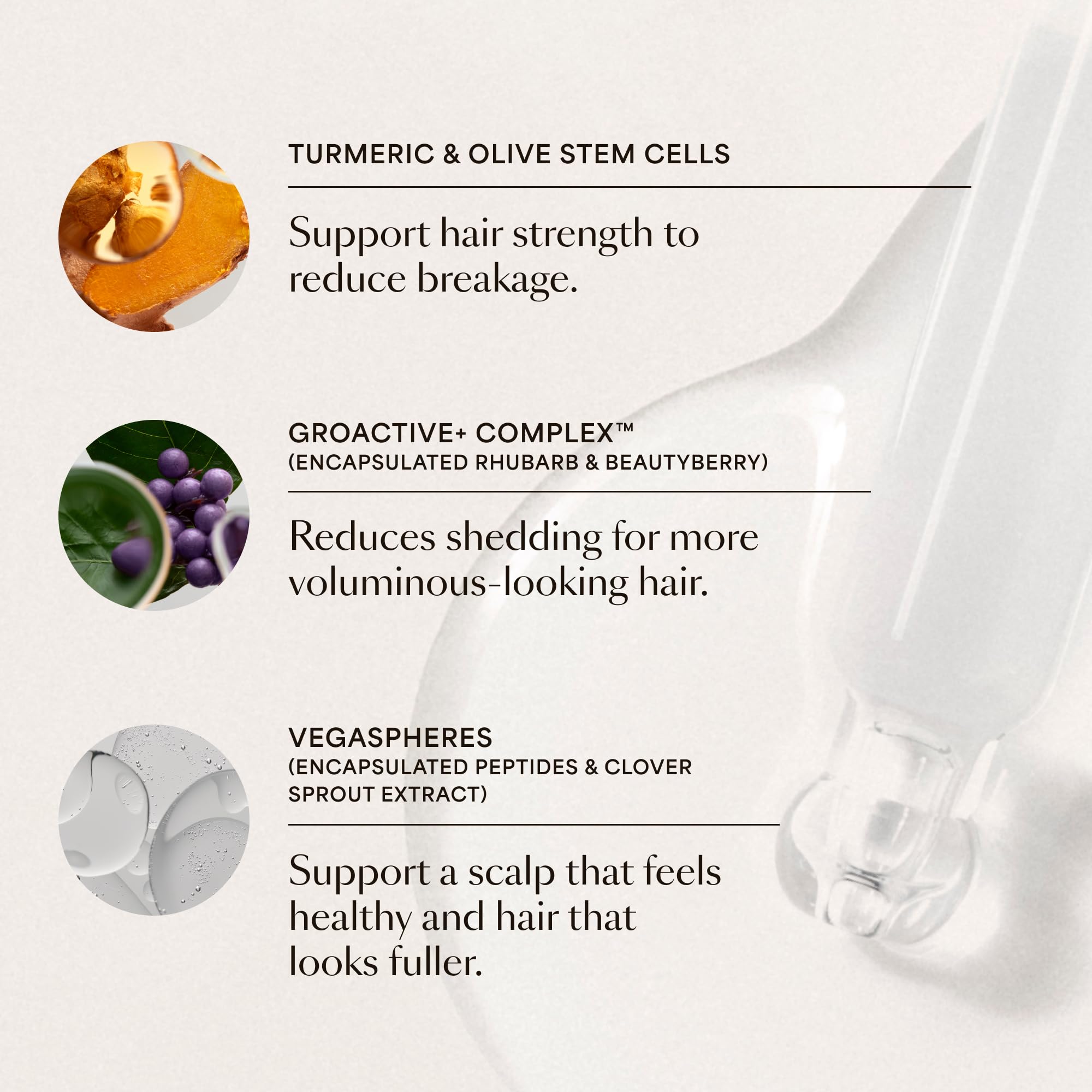 VEGAMOUR conditioner bottle detail emphasizing smoothing effect