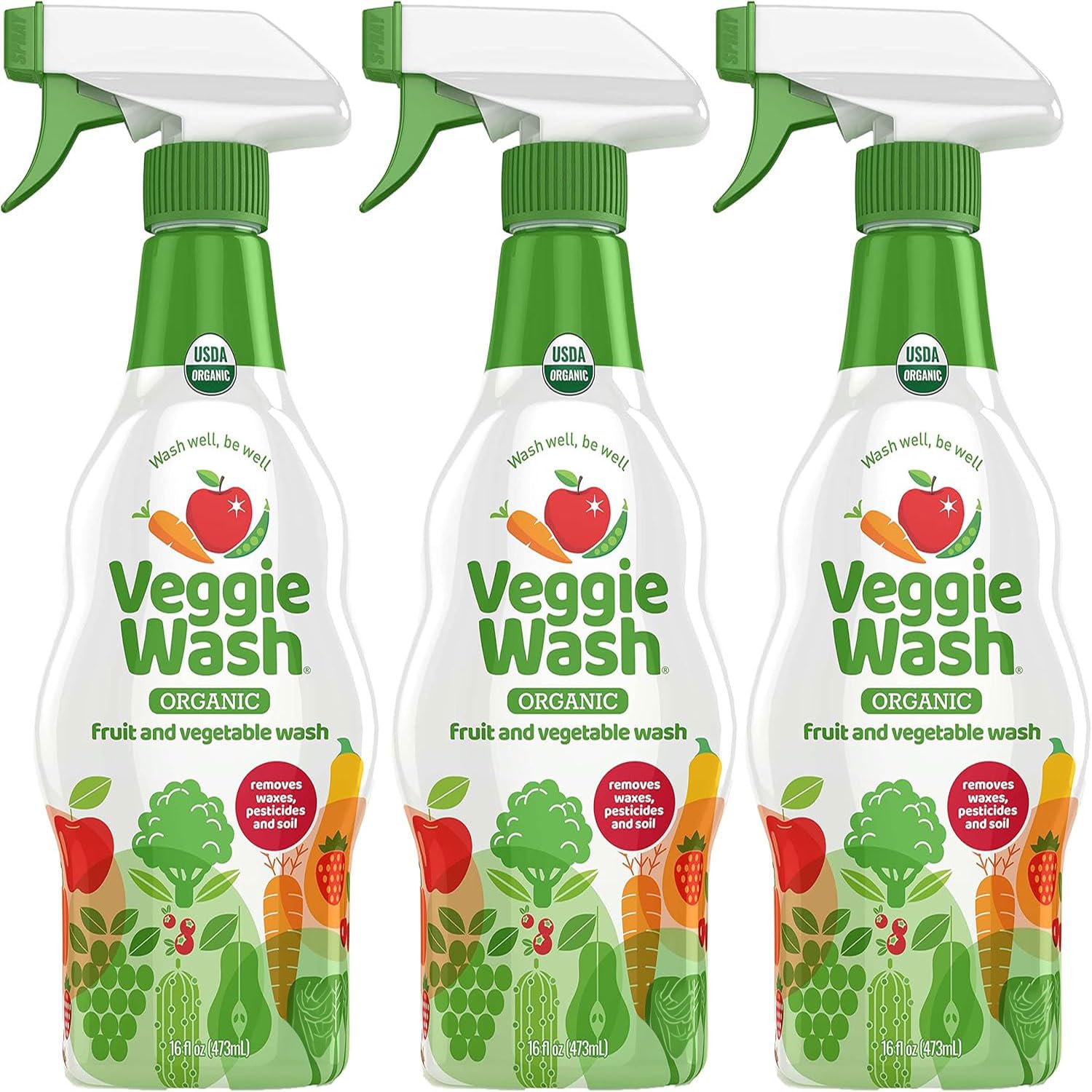 Veggie Wash front label showing organic certification and benefits