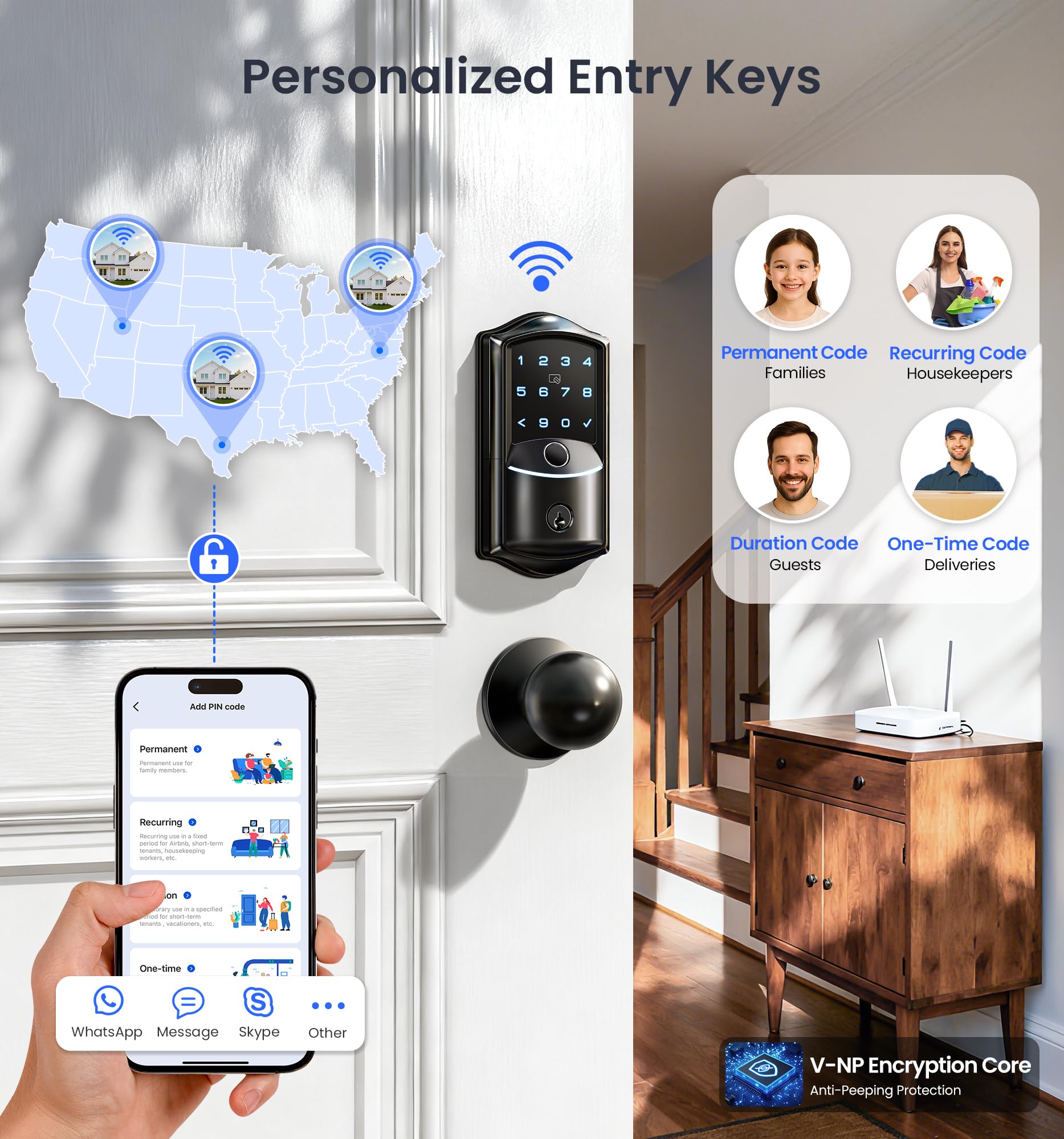 Veise app access log screen showing remote monitoring and entry history