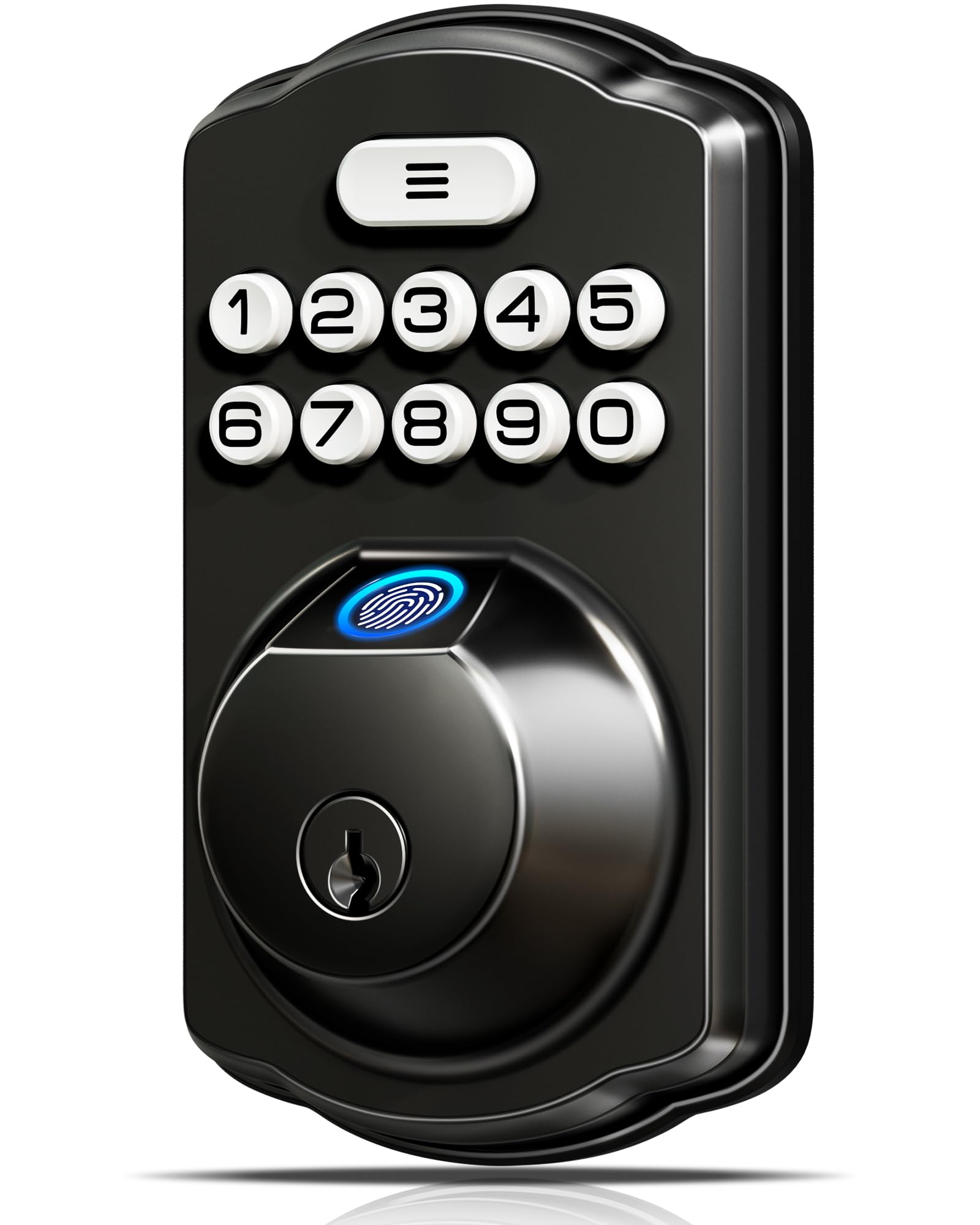 Veise KS02A front panel matte black showing keypad and knob, benefits quick secure entry