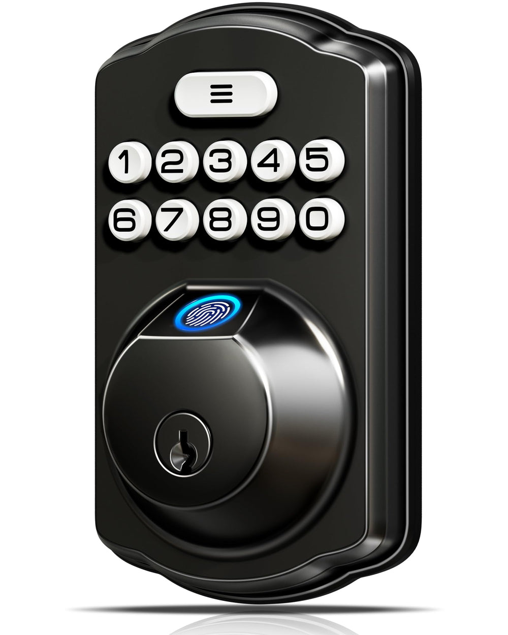 Veise KS02A front panel matte black showing keypad and knob, benefits quick secure entry