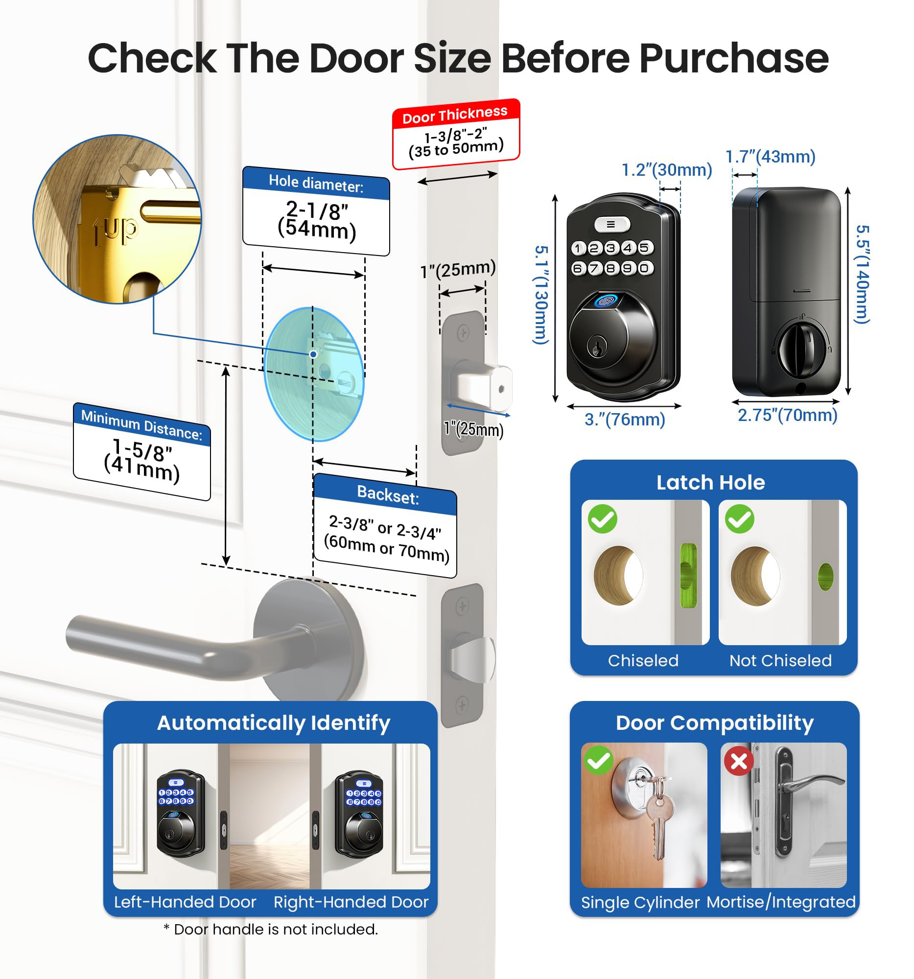 Veise KS02A installed on a wooden exterior door, benefits weather-resistant fit