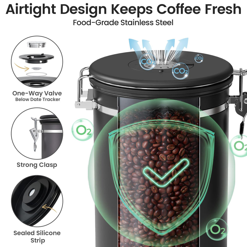 Veken hooked stainless steel scoop inside lid for tidy, ready measuring