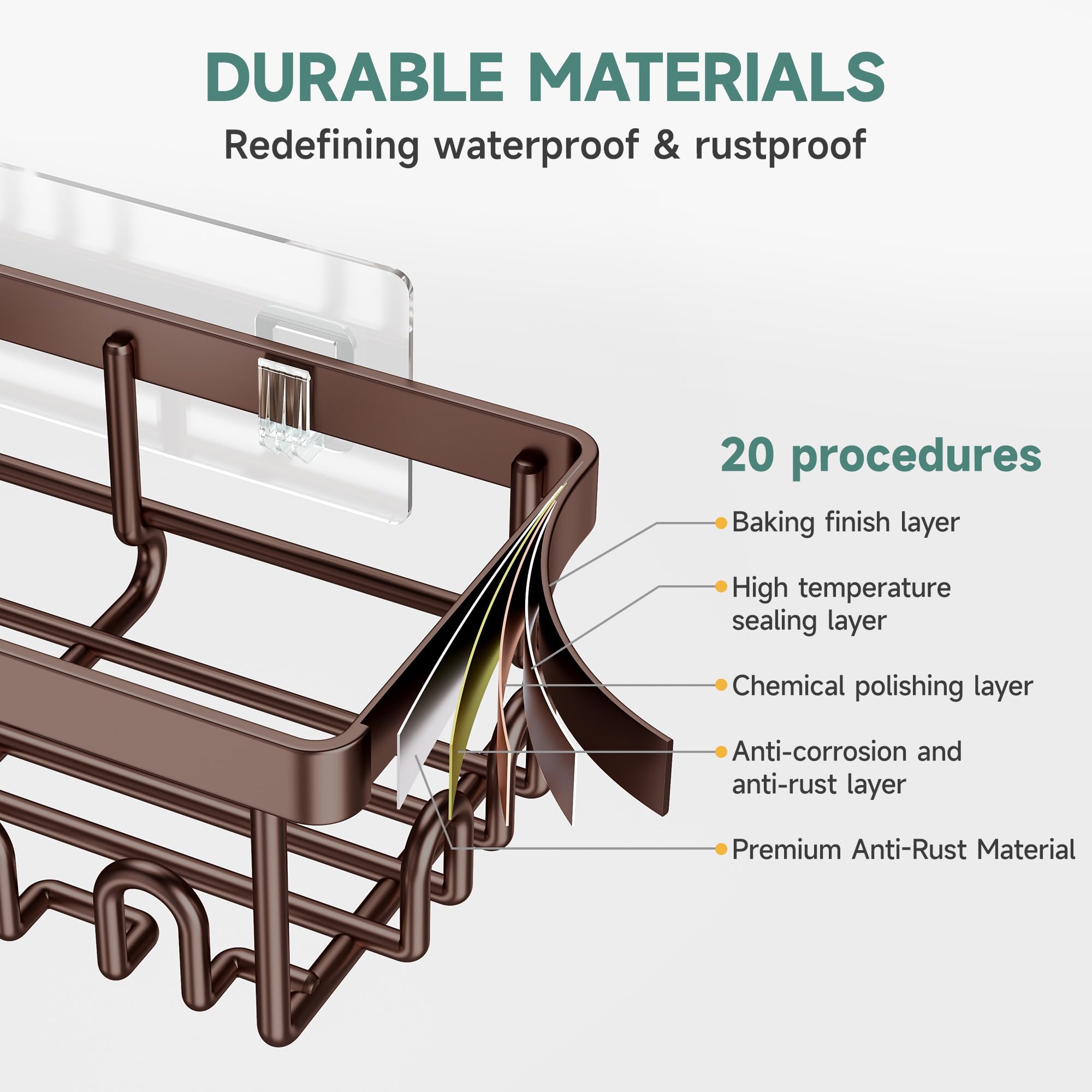 Veken waterproof adhesive pad close-up highlighting strong no-drill hold